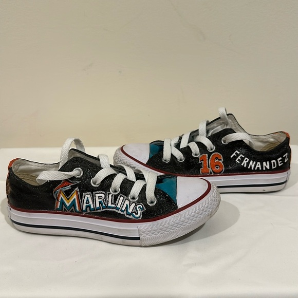 Hand Painted* Miami Marlin #16 Fernandez Kids Converse